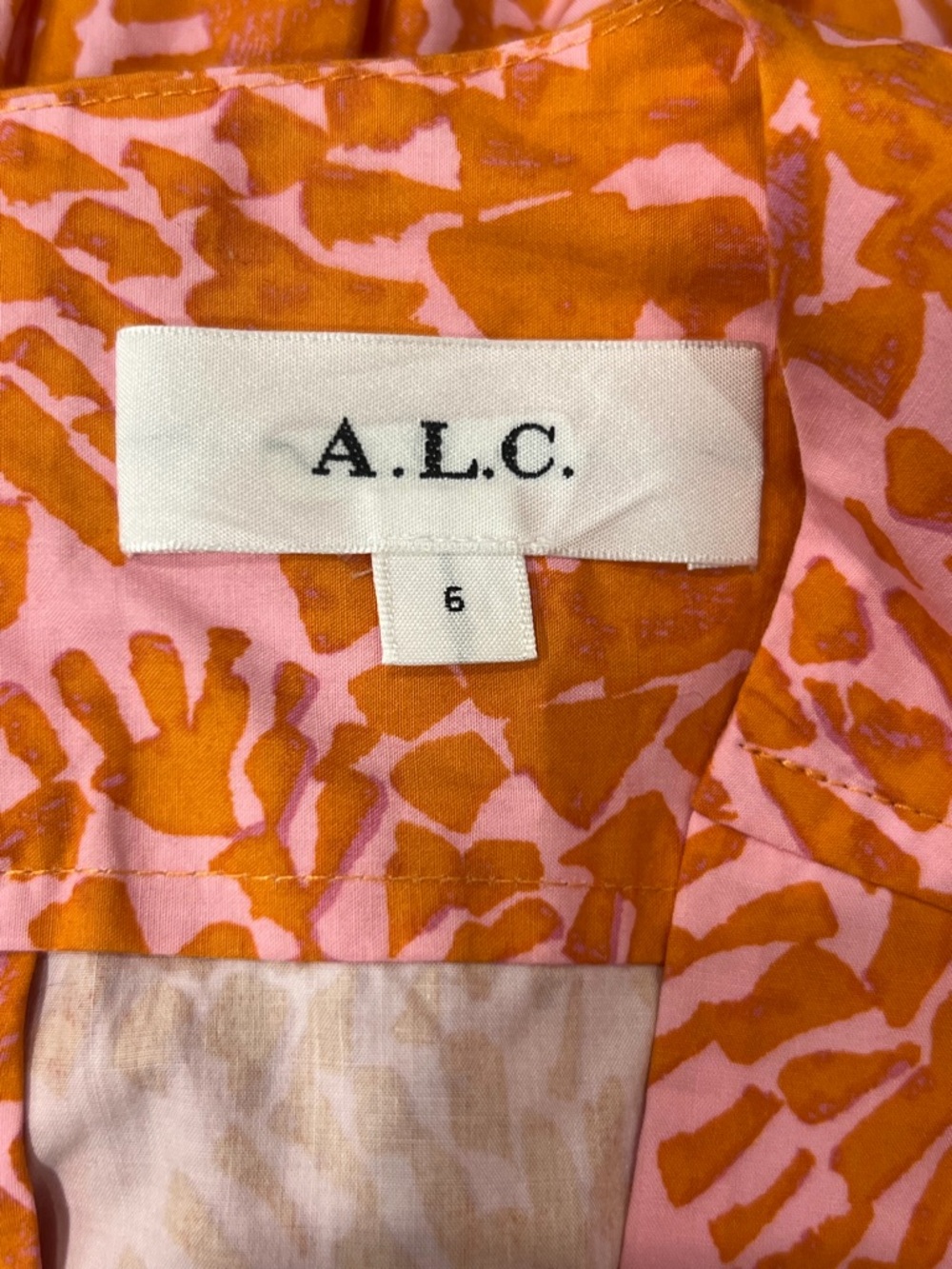 A.L.C. Cutout Twist Mini Dress – Pink & Orange Print (Size 6) - Picture 3 of 8